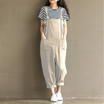 Pocket Solid Harem Pants Baggy Jumpsuit