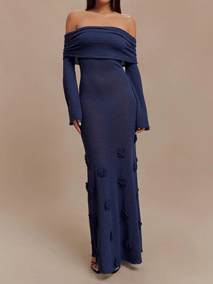 3D Floral Off Shoulder Dress Cover Up