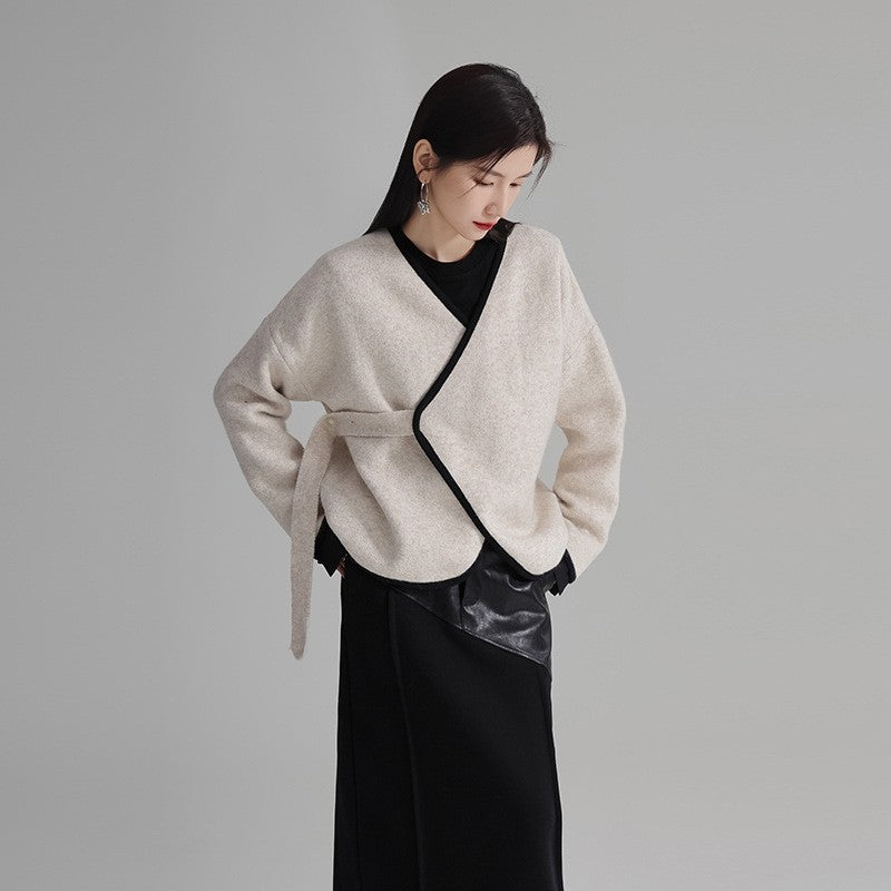 Lace-Up Sweater Coat