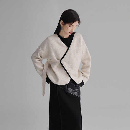 Lace-Up Sweater Coat