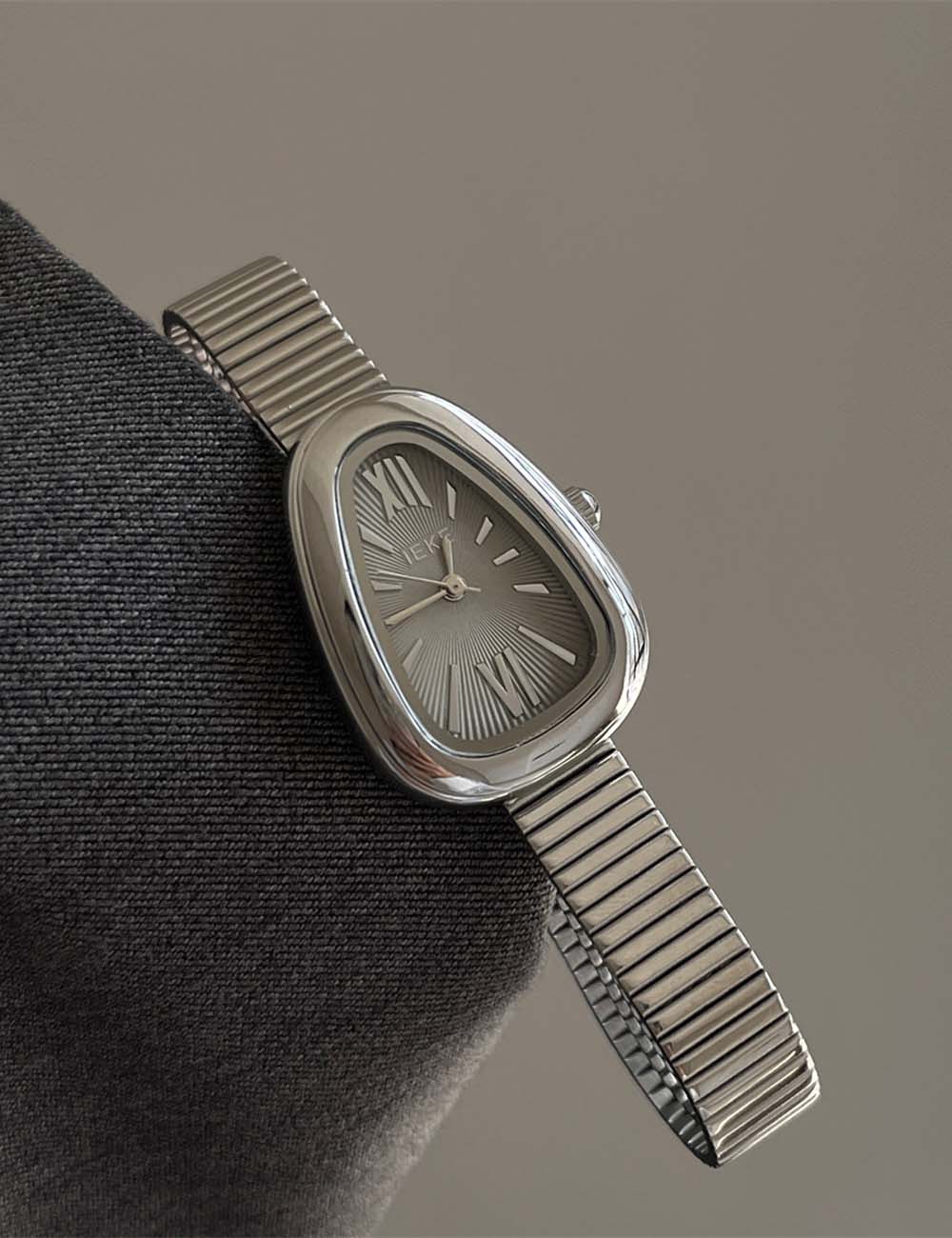 Chic Silver Snake Head Dial Quartz Watch