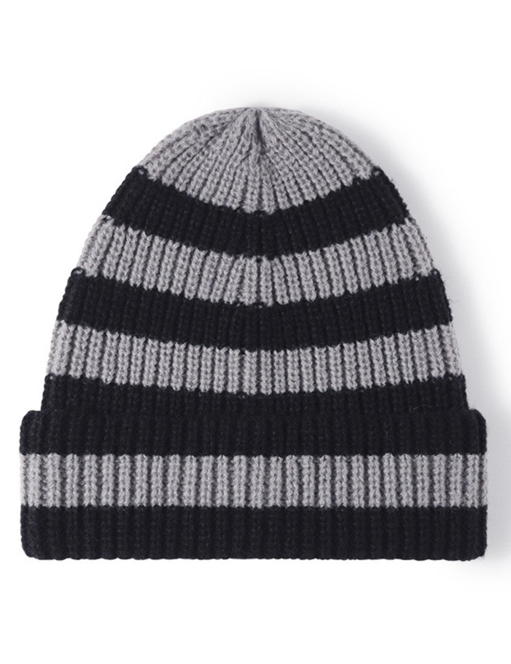Stripe Contrast Color Knit Beanie
