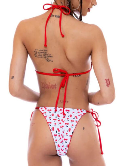 Sweet Floral Printed Plaid Swimwear