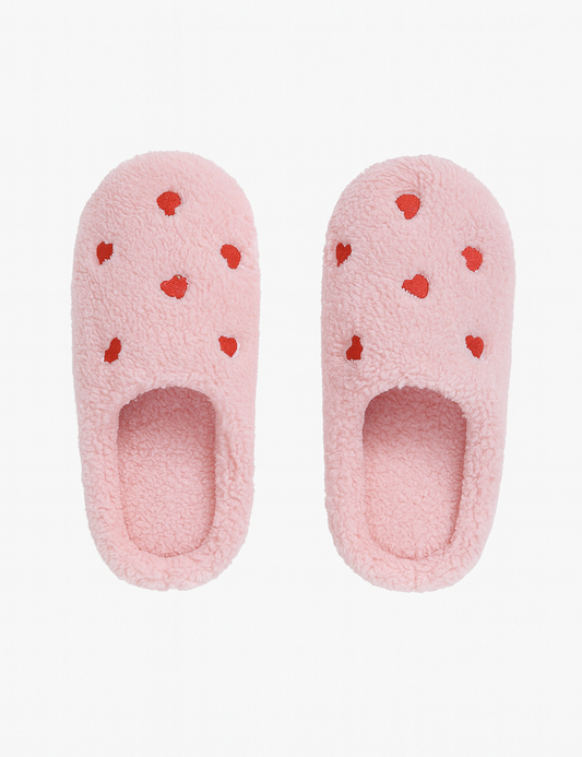 Simple Heart Print Indoor Winter Slippers