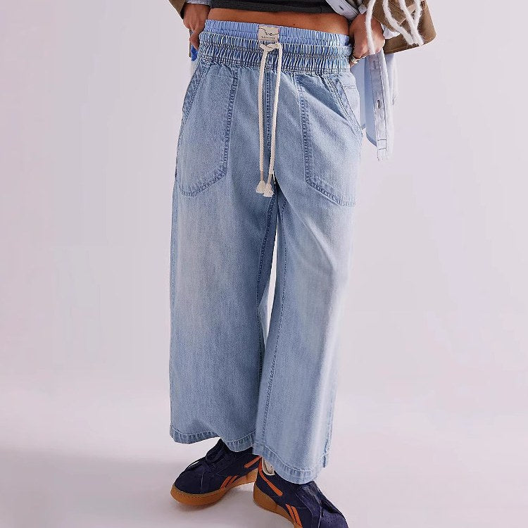 Loose Midi Rise Waist Straight Jeans