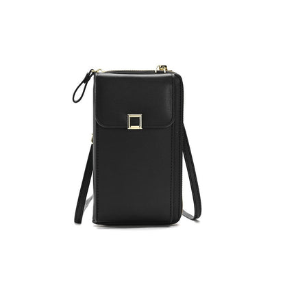 Solid Color PU Leather Multifunctional Purse Mobile Phone One Shoulder Crossbody Bag