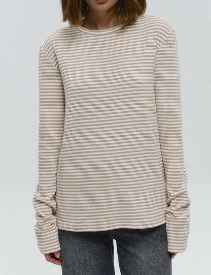 Simple Round Neck Long Sleeve T-Shirt