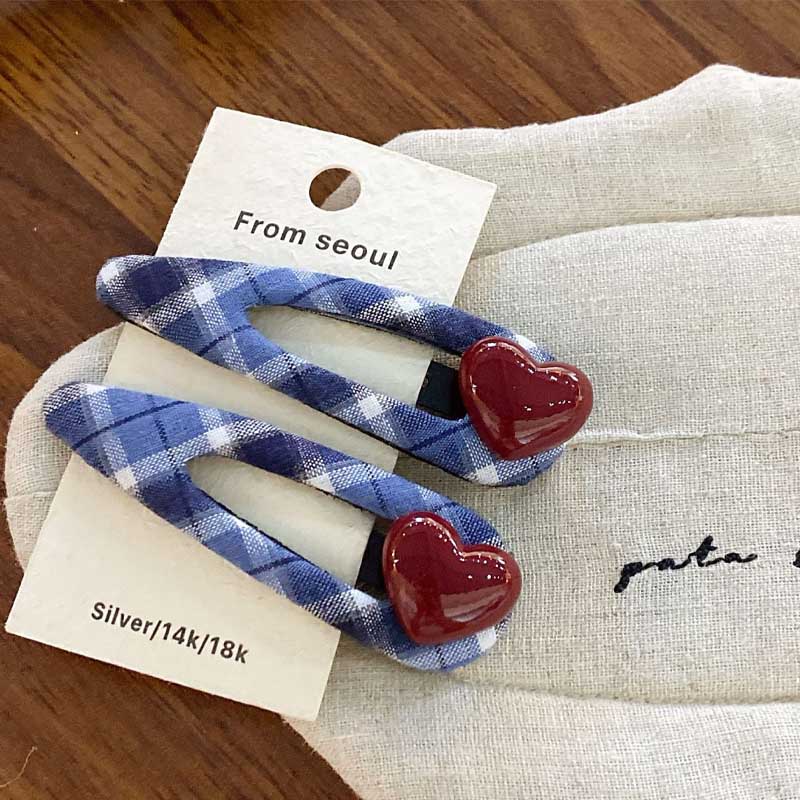 Sweet Color Block Plaid Geometric Hair Clips