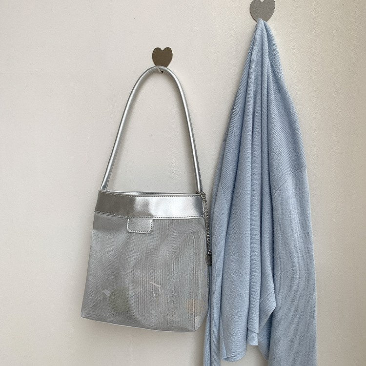 Leather Large Capacity Mesh Shoulder Bag