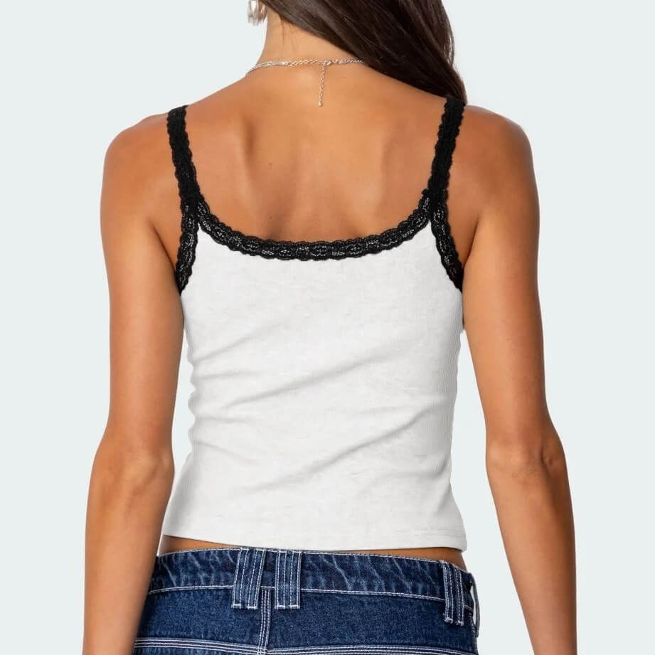 Lace Color Block Sexy Spaghetti Camis