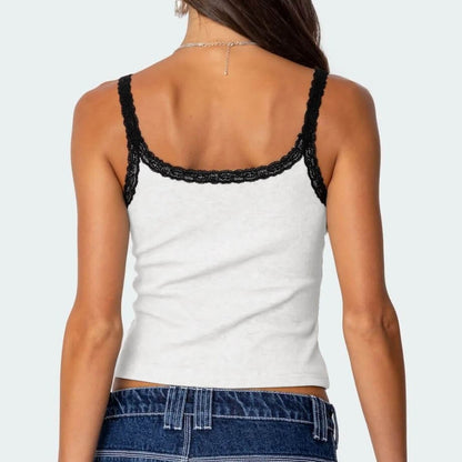 Lace Color Block Sexy Spaghetti Camis