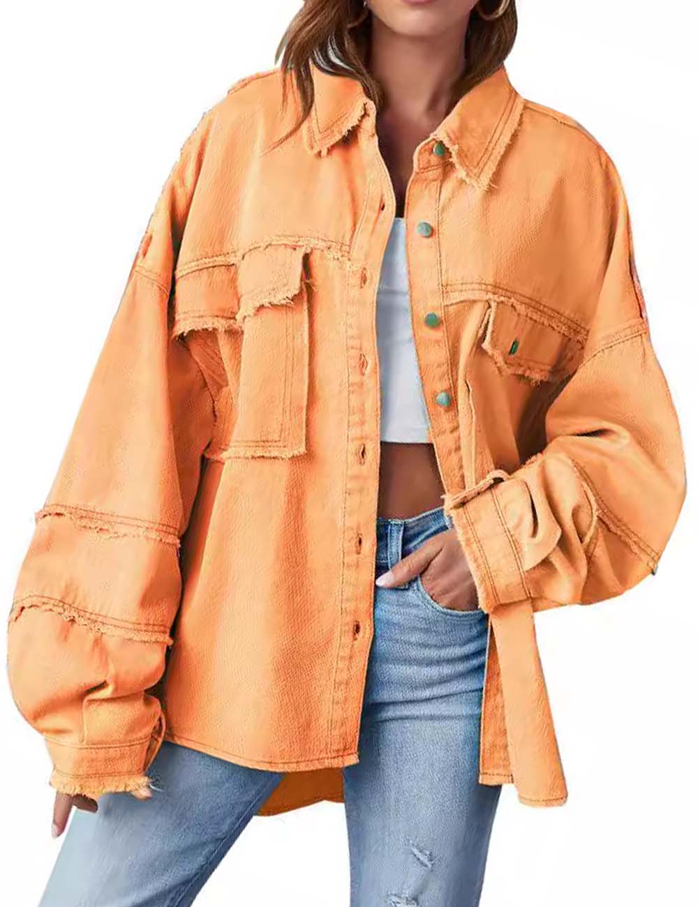Solid Color Long Sleeve Oversized Jacket