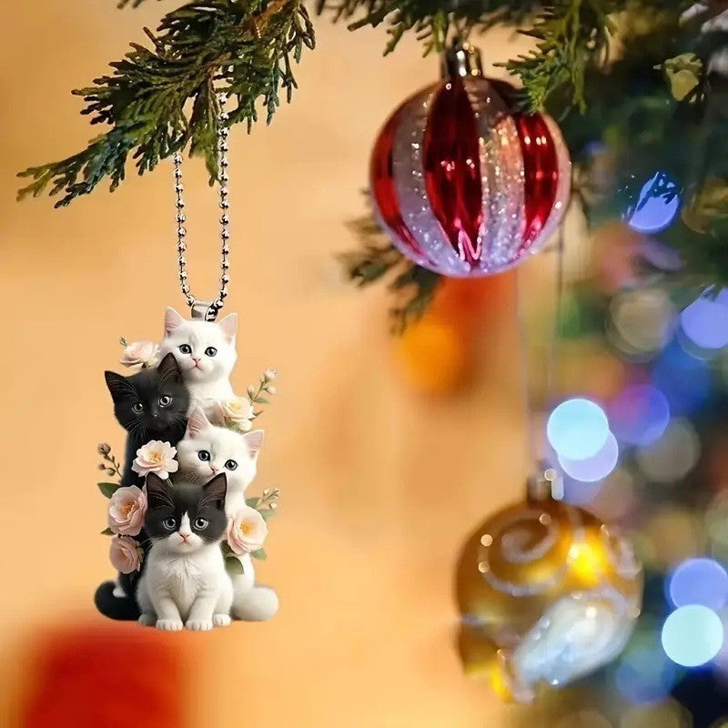 Cute Black White Acrylic Car Hanging Ornament