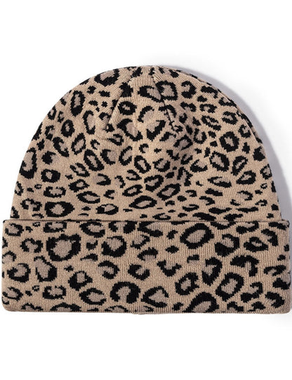 Leopard Print Outdoors Knit Beanie