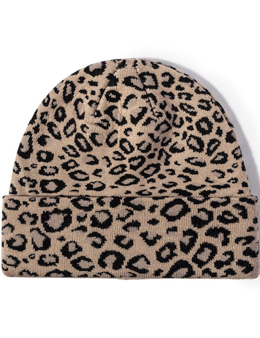 Leopard Print Outdoors Knit Beanie