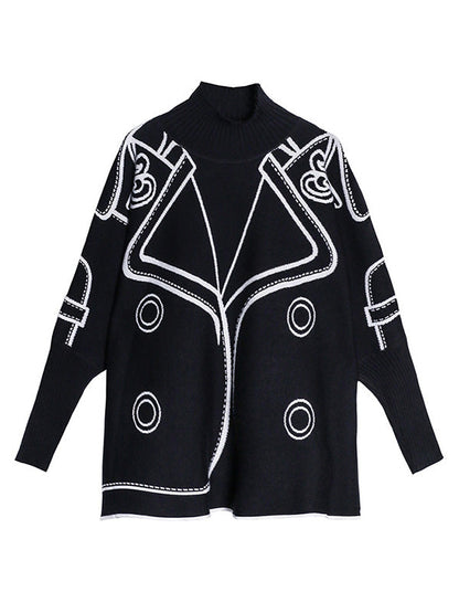 Original Print Irregularity Knitting Sweater