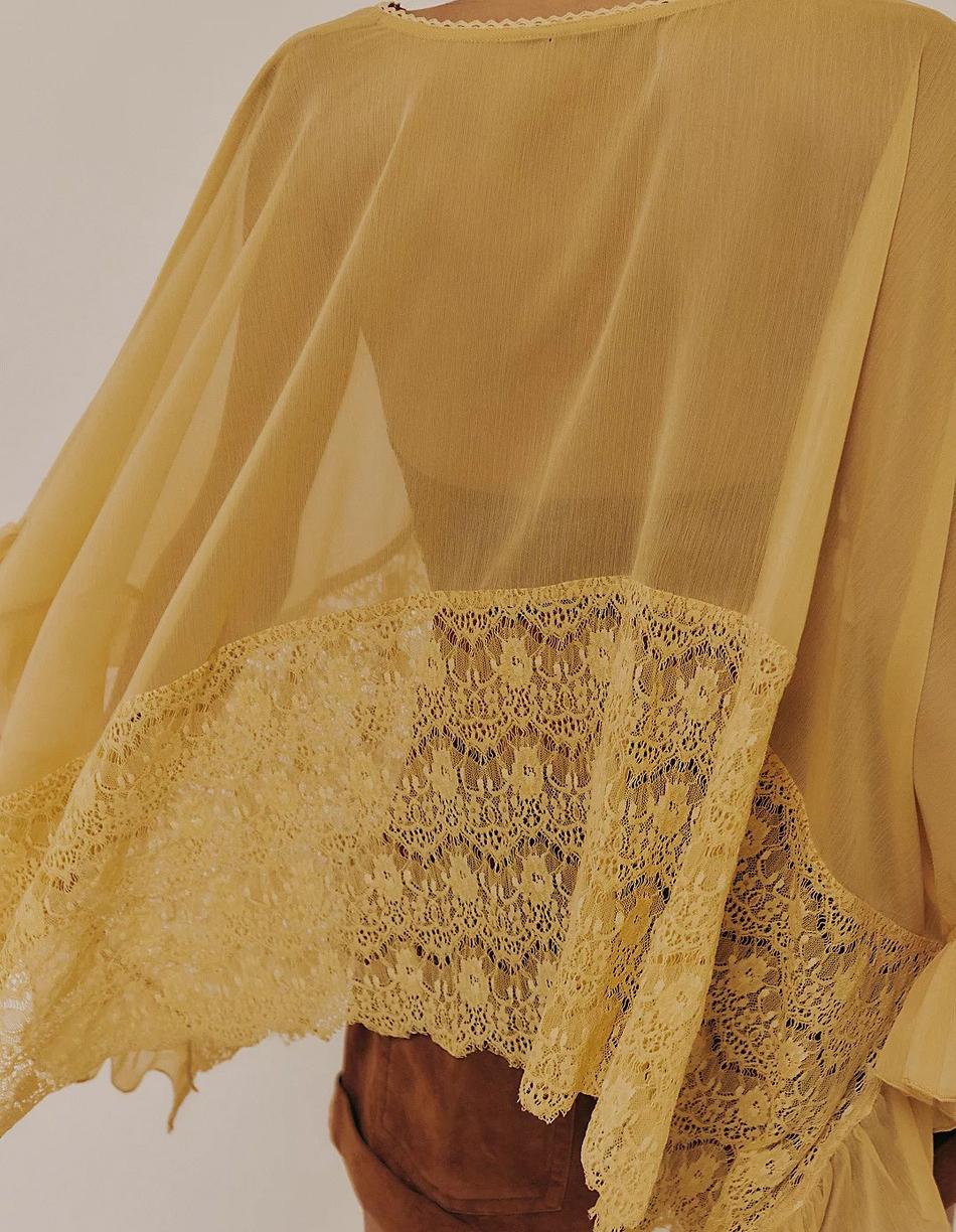 Loose Lace See Through Cover Up Top