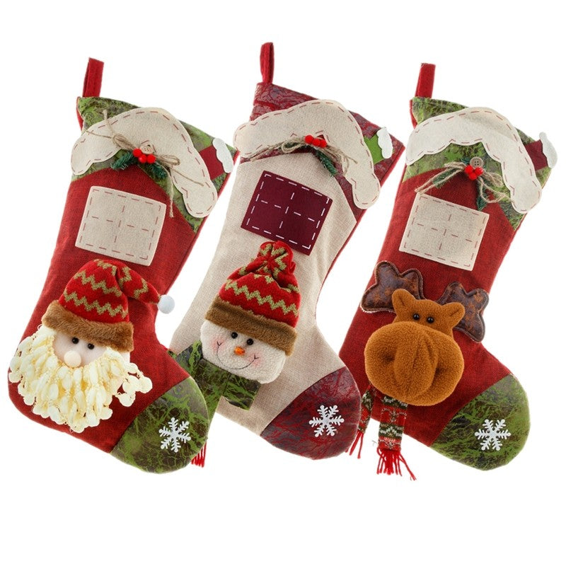 Christmas Stocking Candy Bag Pendant House Big Stocking Decoration Gift Bag