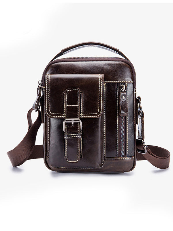 Solid Multi-layer Pocket Casual Crossbody Bag