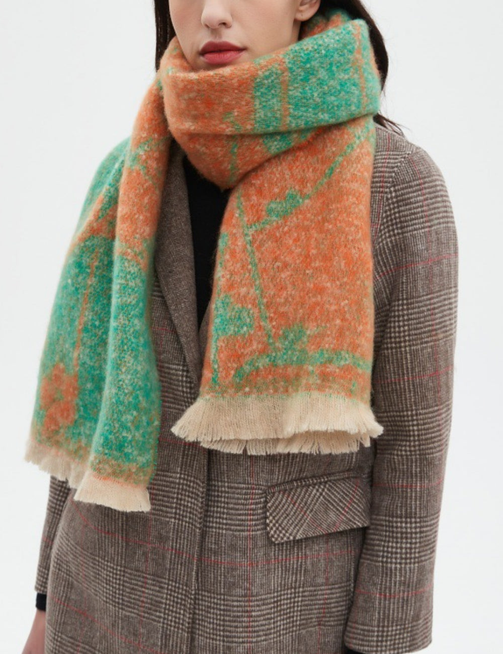 Contrasct Color Floral Print Scarves