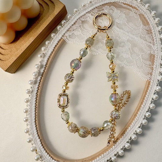 Vintage Crystal Beads Bow Keychain Bag Charm