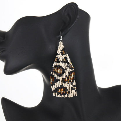 Vintage Leopard Handmade Beads Tassel Drop Earrings