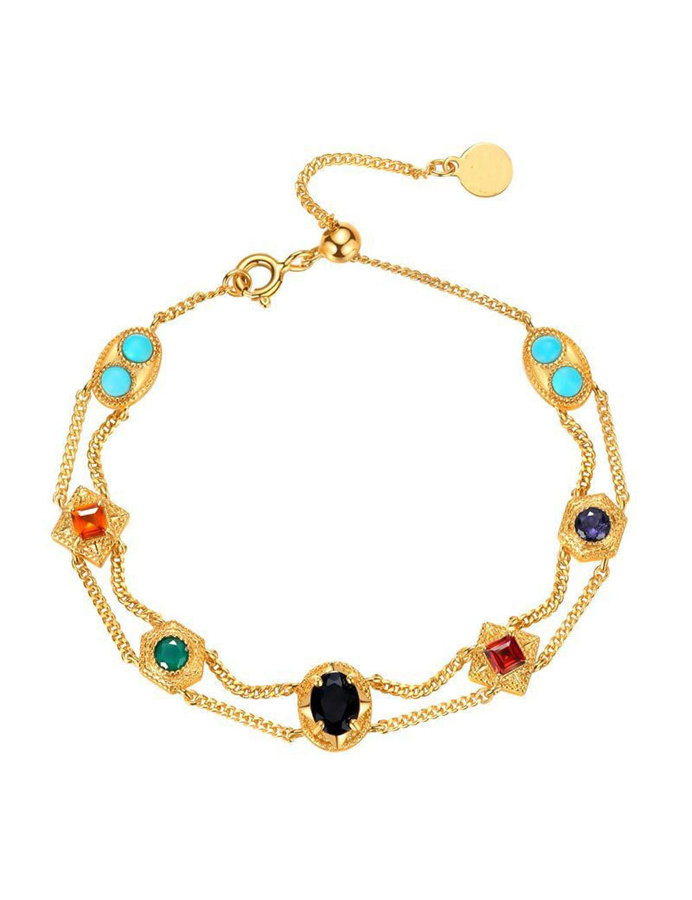 Colorful Zircon Double-Layer Chain Bracelet