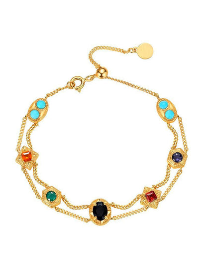 Colorful Zircon Double-Layer Chain Bracelet