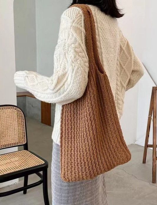 Simple Vintage Shoulder Bag Knit Tote Bag