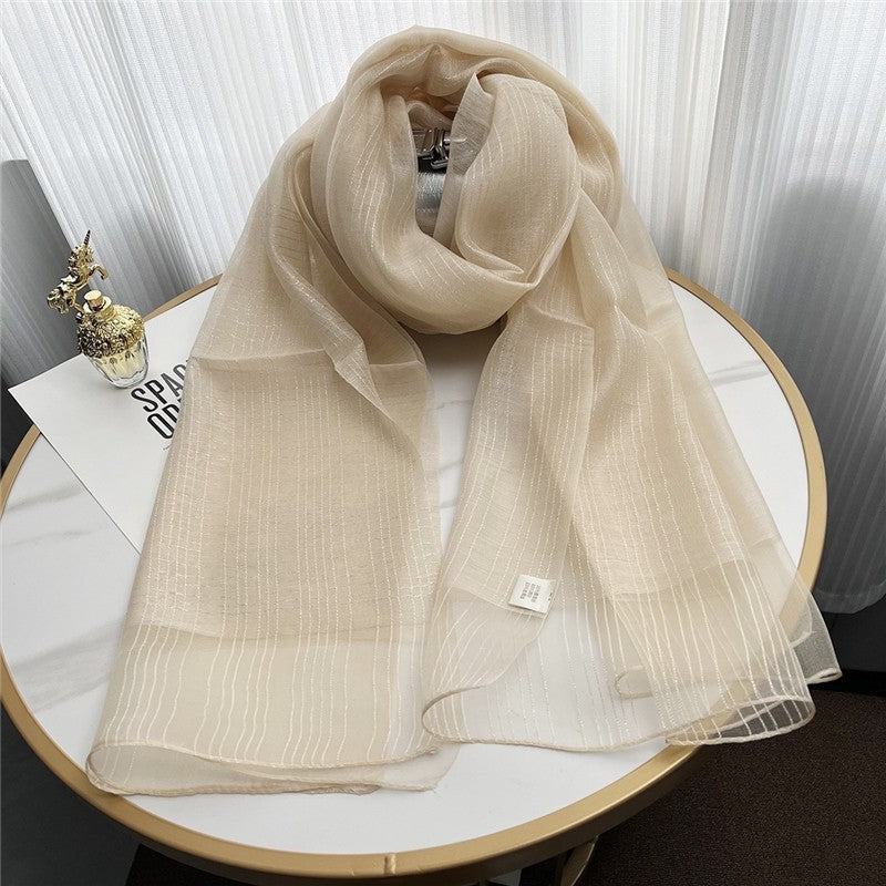 Fashion Plaid Scarf With Gold Trim