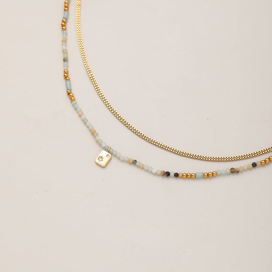Simple Zircon Layered Beaded Necklaces