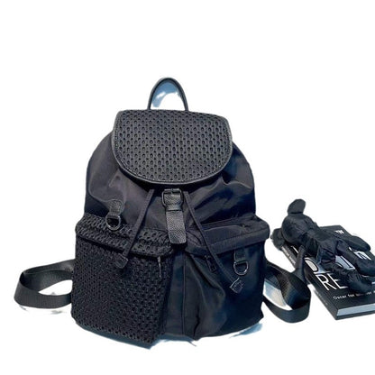 Fashion Drawstring Flap Backpack With Pockets