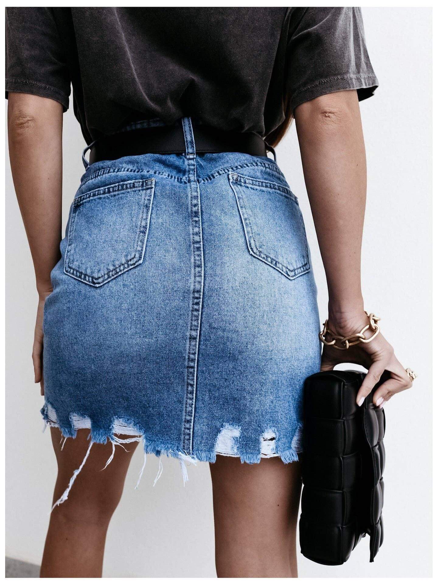 High Waist Demin Mini Skirts