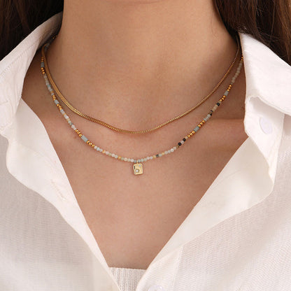 Simple Zircon Layered Beaded Necklaces