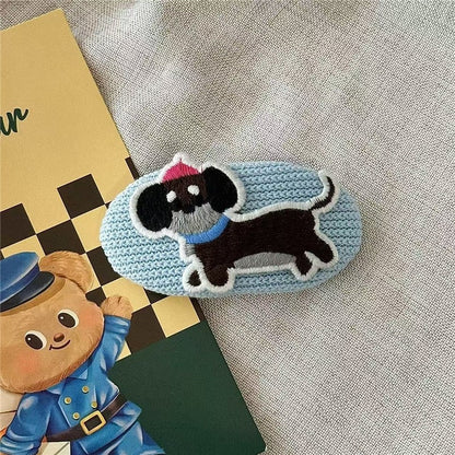 Cartoon Embroidered Dog Hair Clip