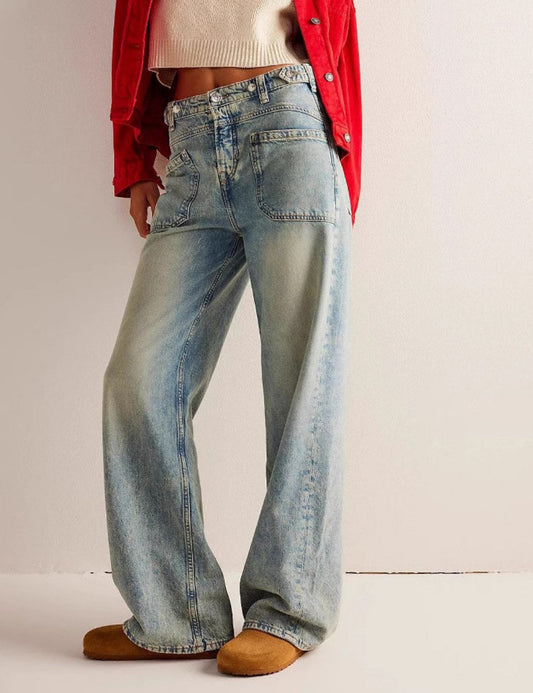 Washed Street Straight Leg Jeans