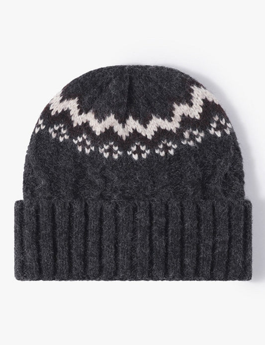 Contrast Color Twist Knit Beanie