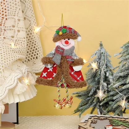 Elderly Snowman Reindeer Bell Pendant Ornament