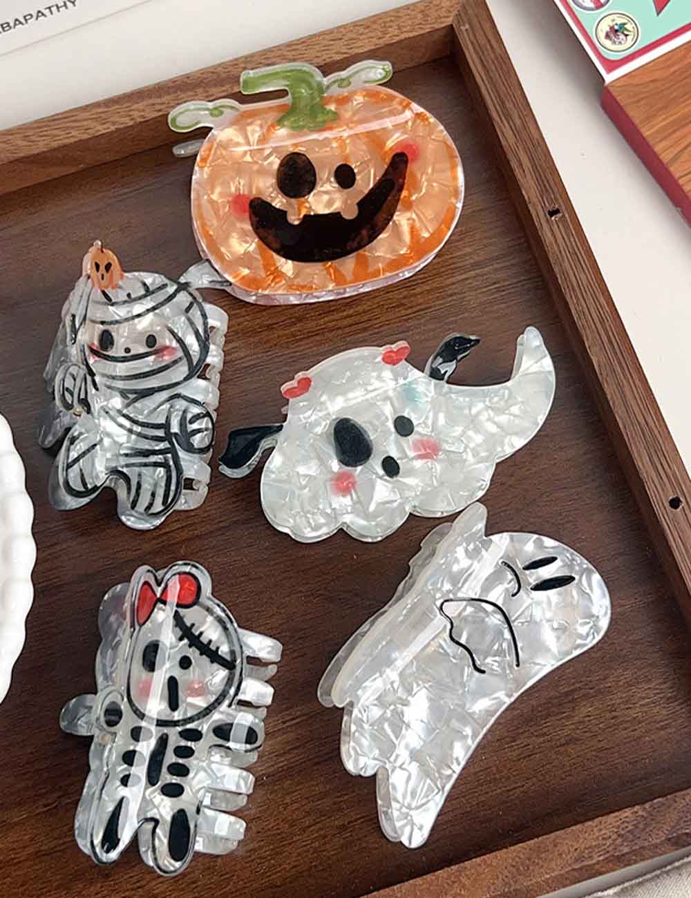 Cute Mini Pumpkin Ghost Halloween Hair Claw