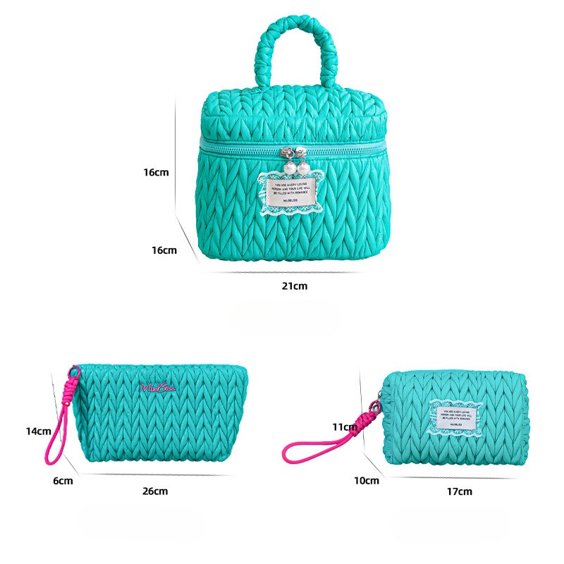 Solid Color Large Capacity Padded Make Up Bag
