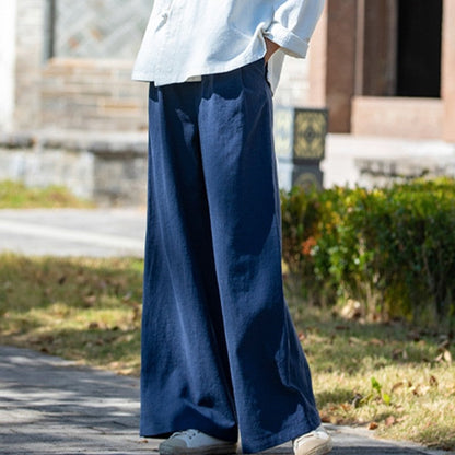 Lightweight Solid Color Casual Wide Leg Pants