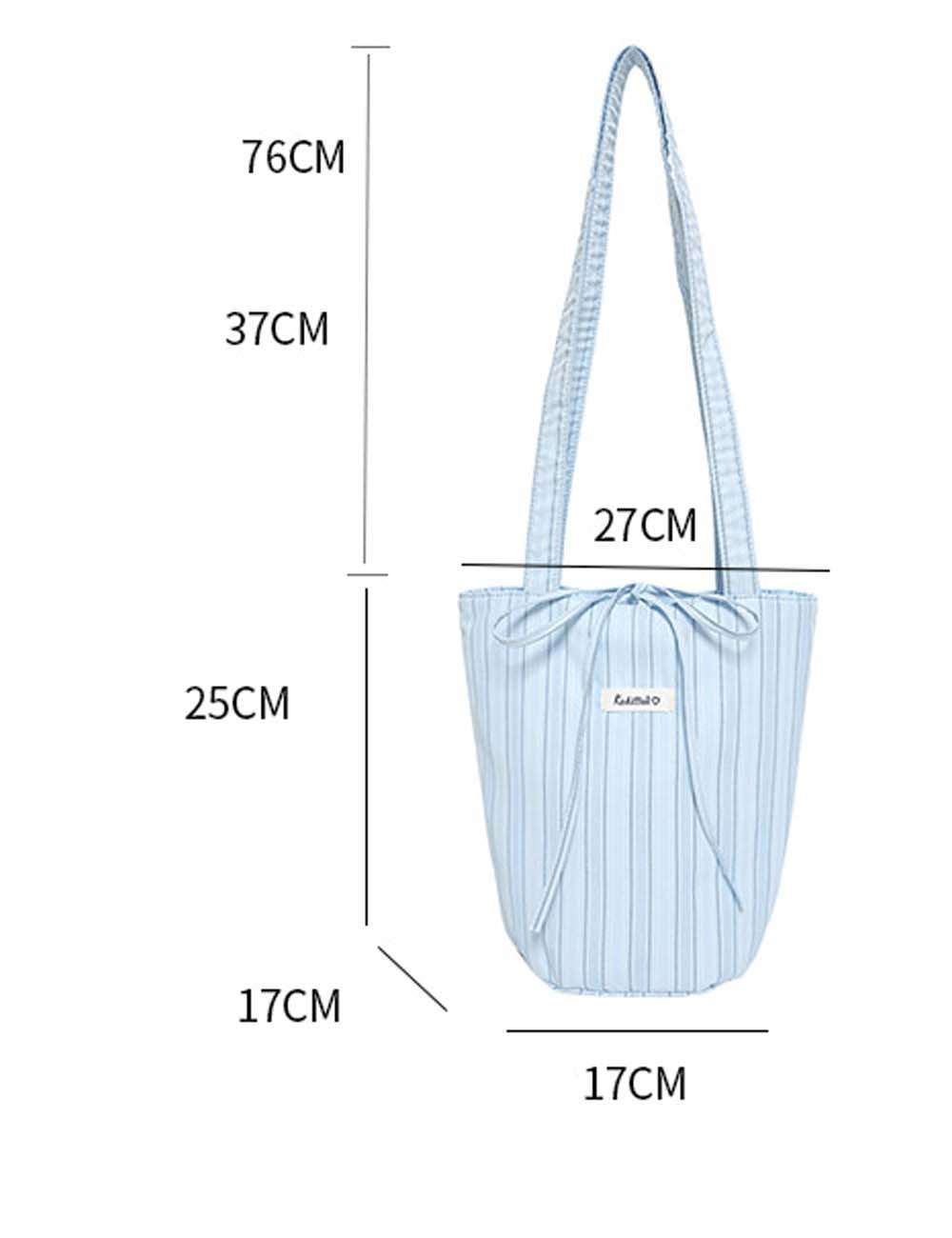 Color Block Striped Canvas Bucket Bag