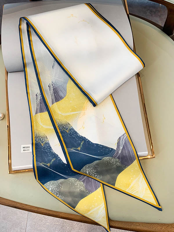 Original Striped&Plaid Print Hair Band&Silk Scarf