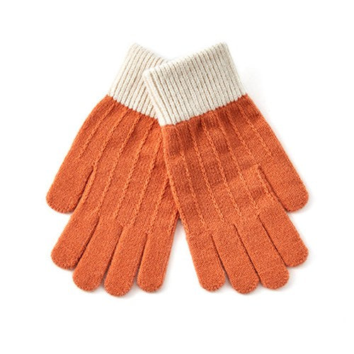 Color Block Splicing Padded Knit Gloves