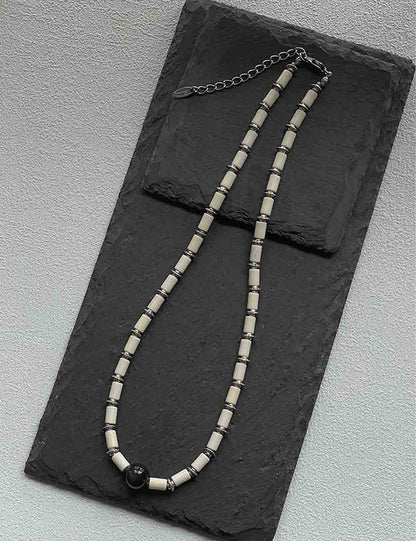 Minimalist White Turquoise Beaded Choker Necklace