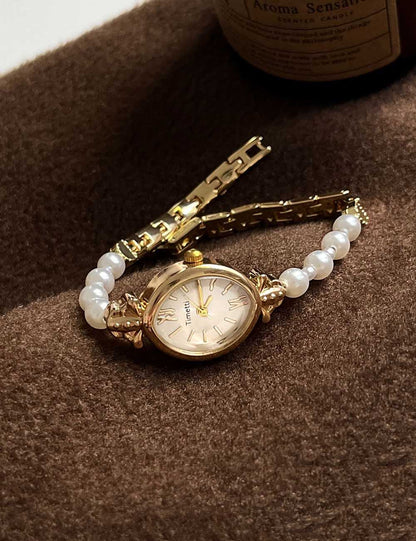 Fashion Small Dail Pearl Bracelet Quartz Watch