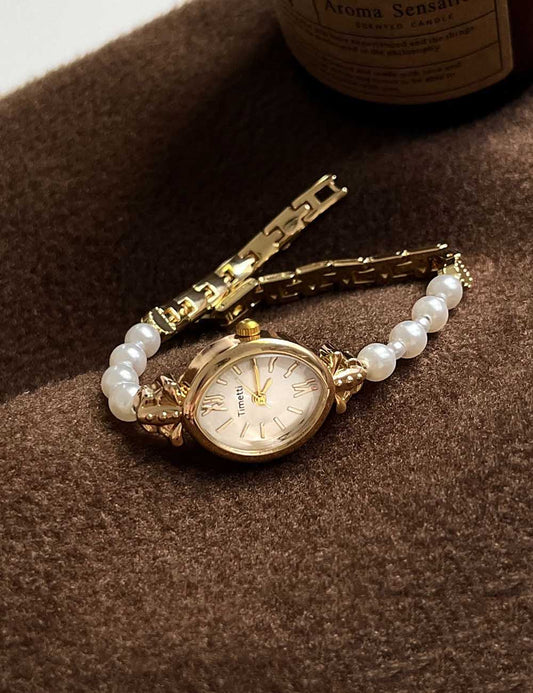 Fashion Small Dail Pearl Bracelet Quartz Watch