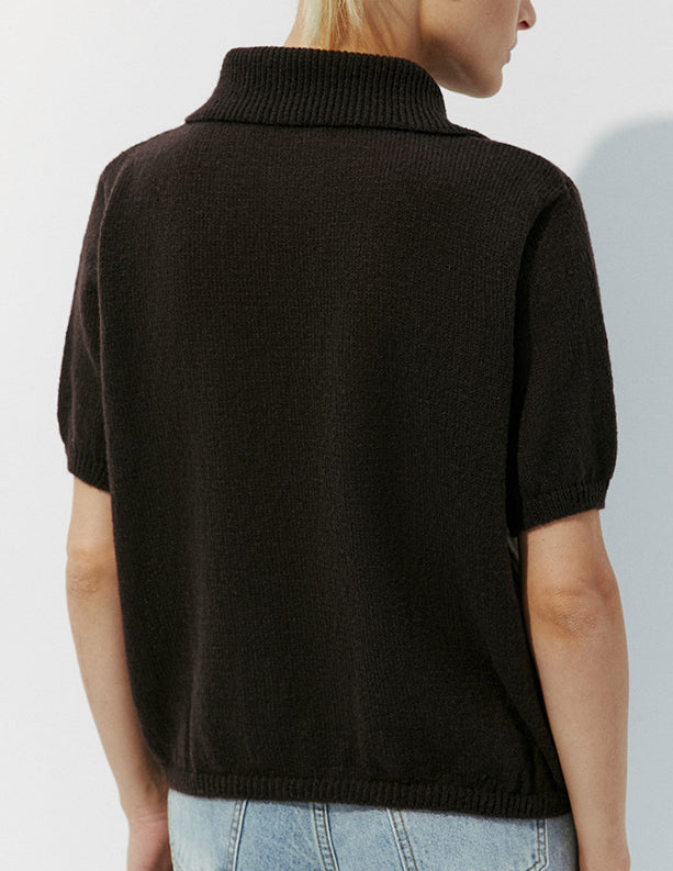 Simple Puff Sleeve Pullover Solid Knit Top