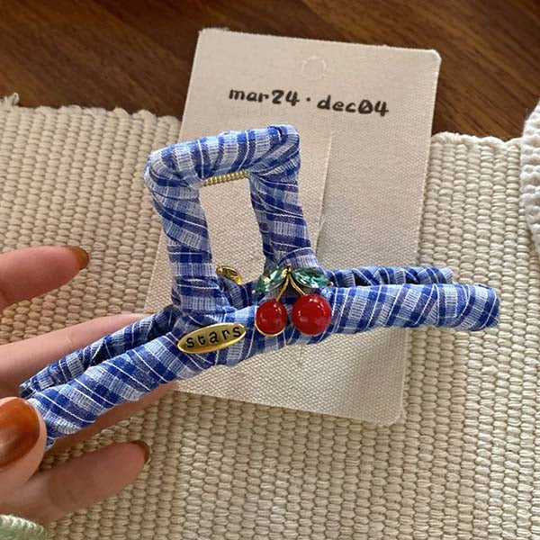 Cute Cherry Plaid Sweet Hair Clips