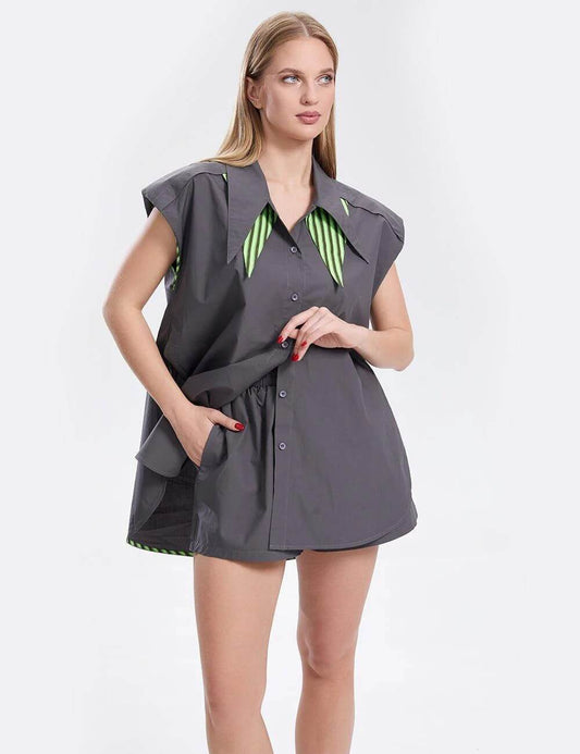 Lapel Casual Shirts Shorts Sets